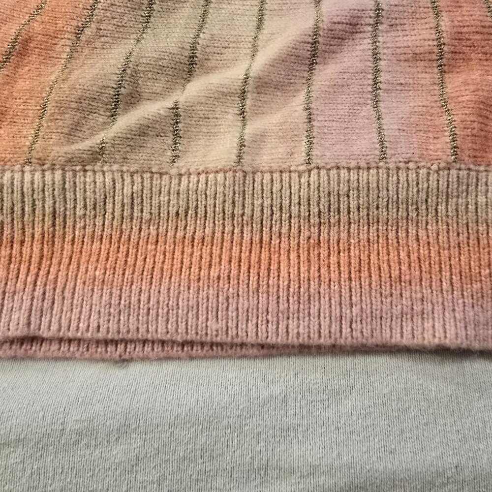 Molly Bracken Pink Peach Striped Crew Neck Sweater - Picture 6 of 14